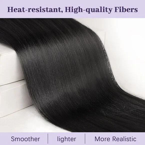 Drawstring Ponytail Extension Long Straight Clip-In Hairpiece for Women Black - Picture 2 of 7